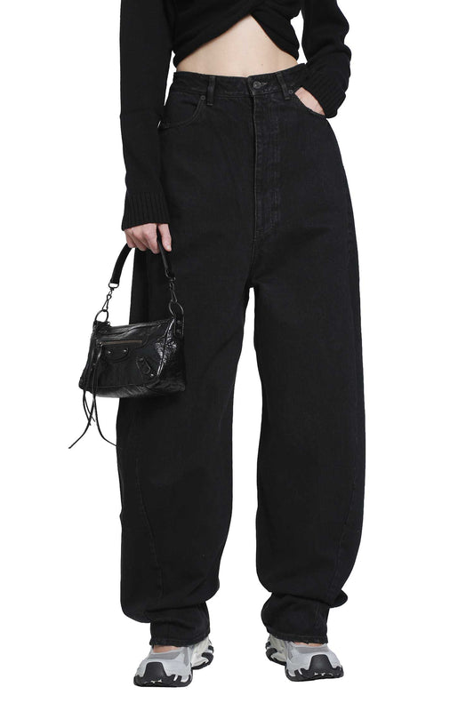 High Waist Barrel Twisted Seam Jeans