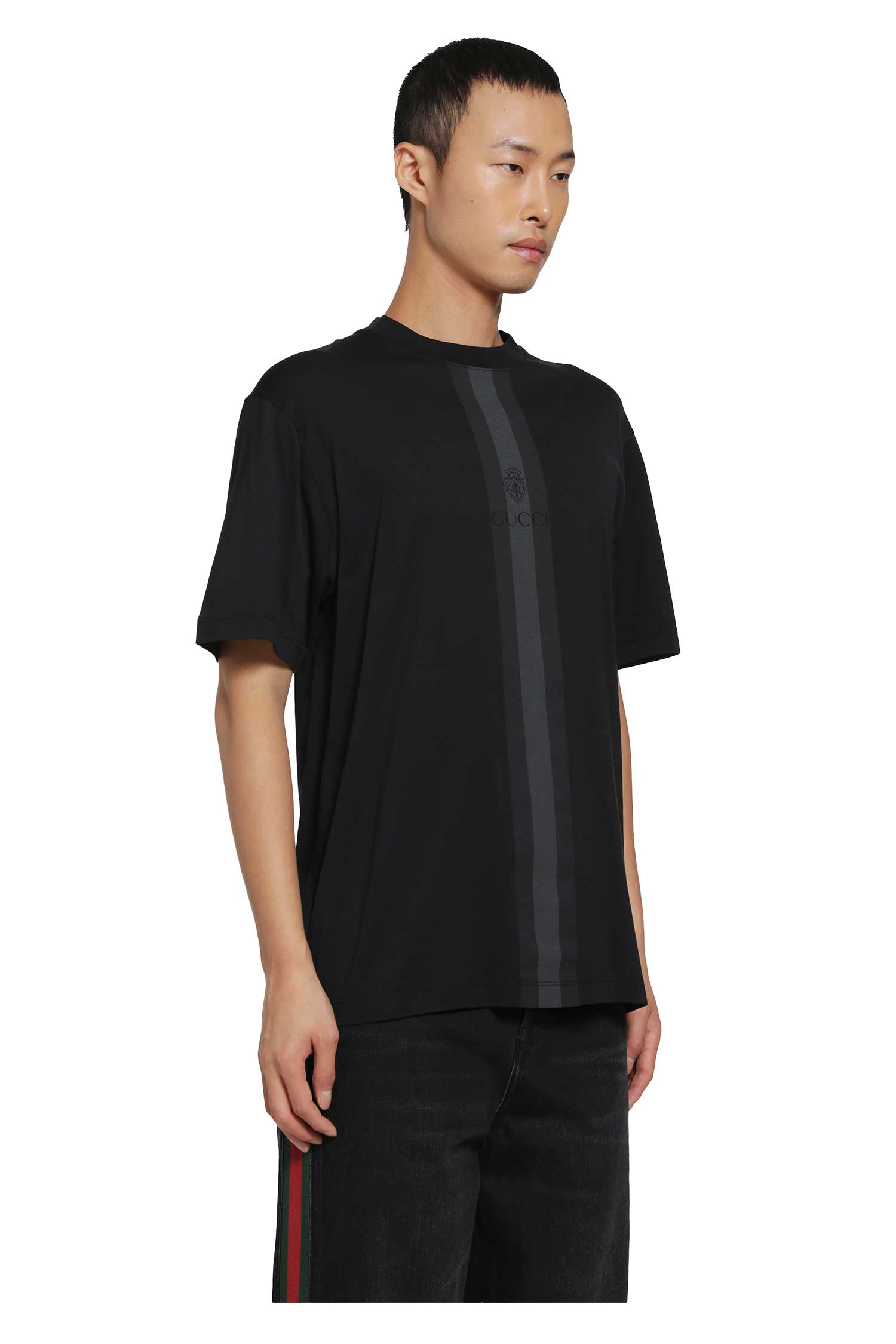 GUCCI Cotton T-Shirt with Muted Web man