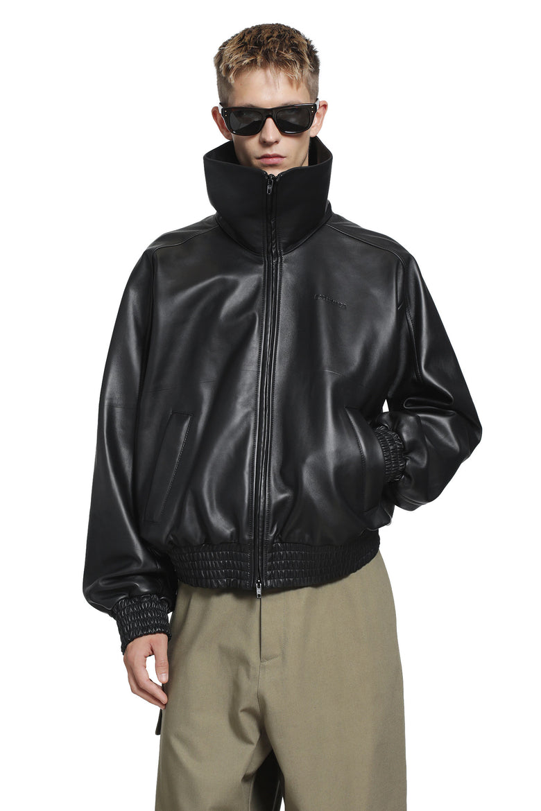 BALENCIAGA Leather Zip-Up Jacket man