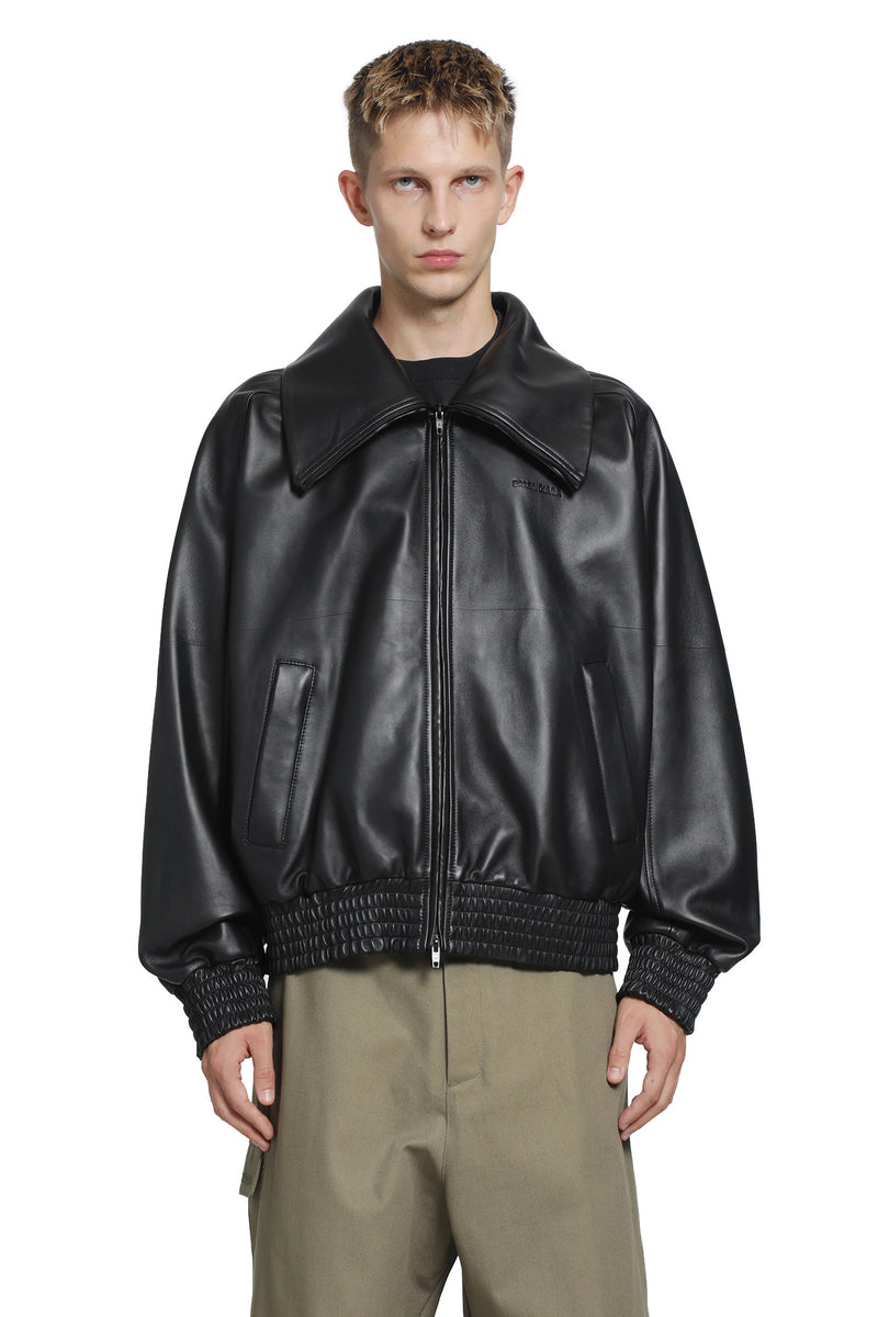 BALENCIAGA Leather Zip-Up Jacket man