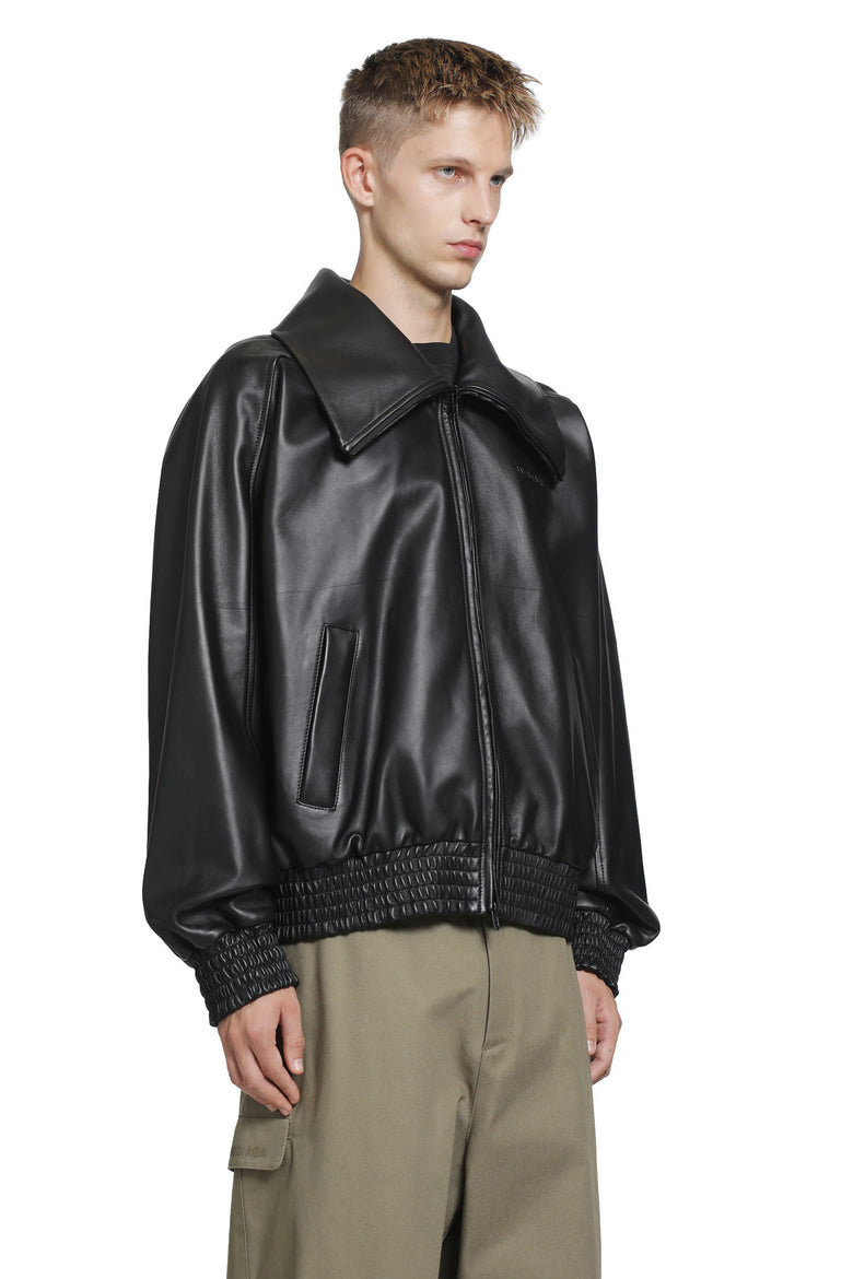 BALENCIAGA Leather Zip-Up Jacket man