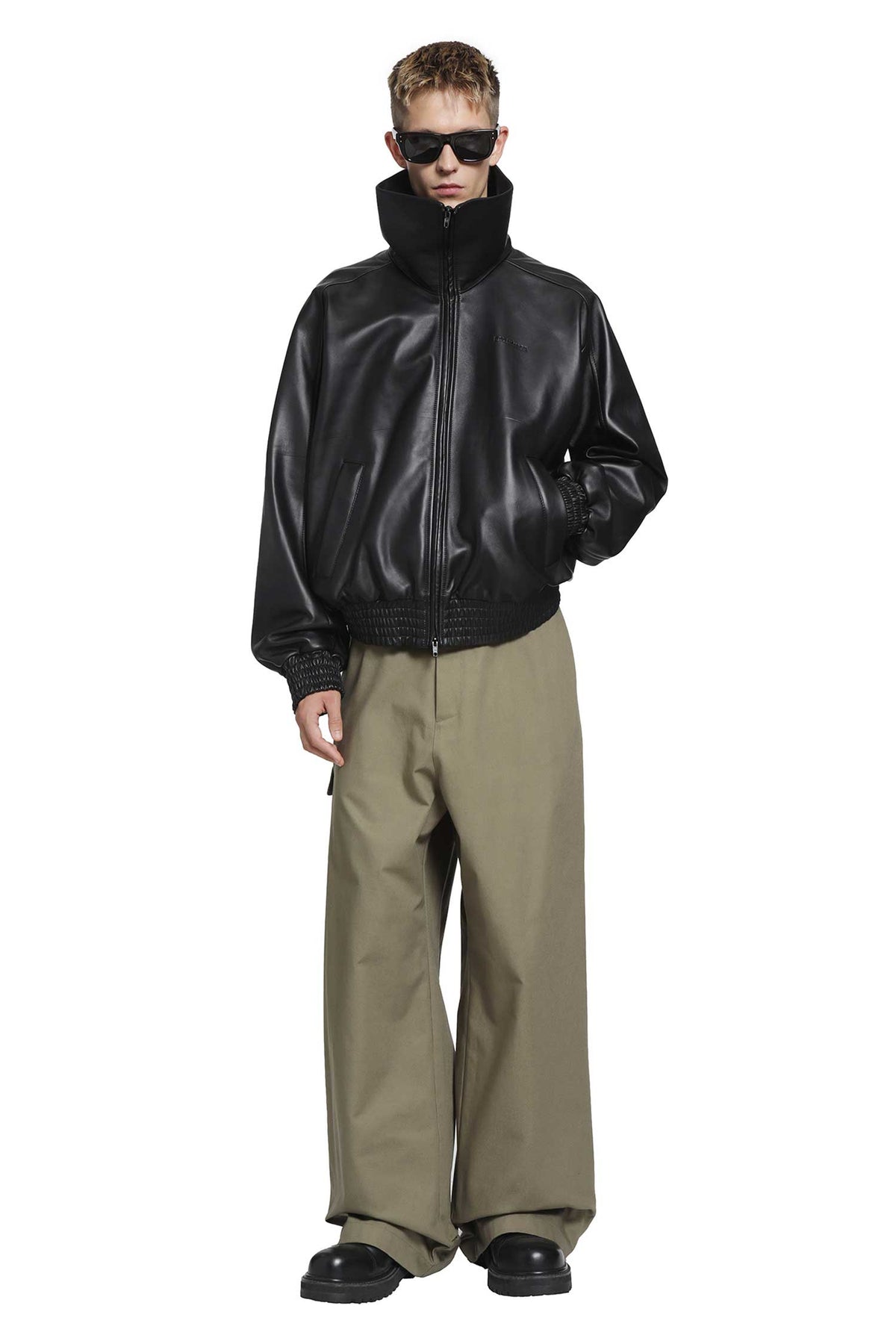 BALENCIAGA Leather Zip-Up Jacket man