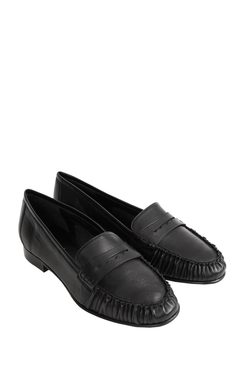AEYDE Aldous Ruched Penny-Slot Loafers woman