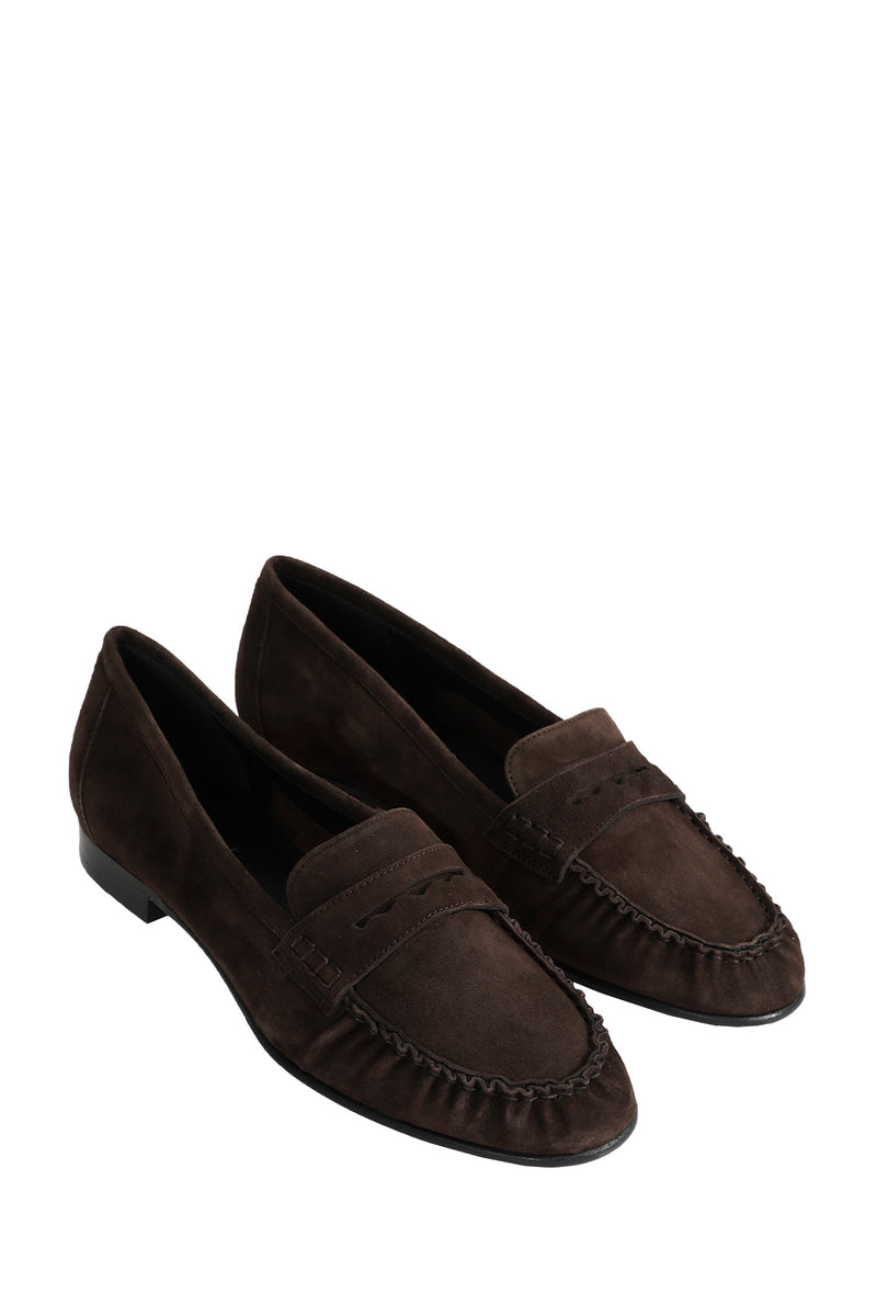 AEYDE Aldous Suede Penny-Slot Loafers woman