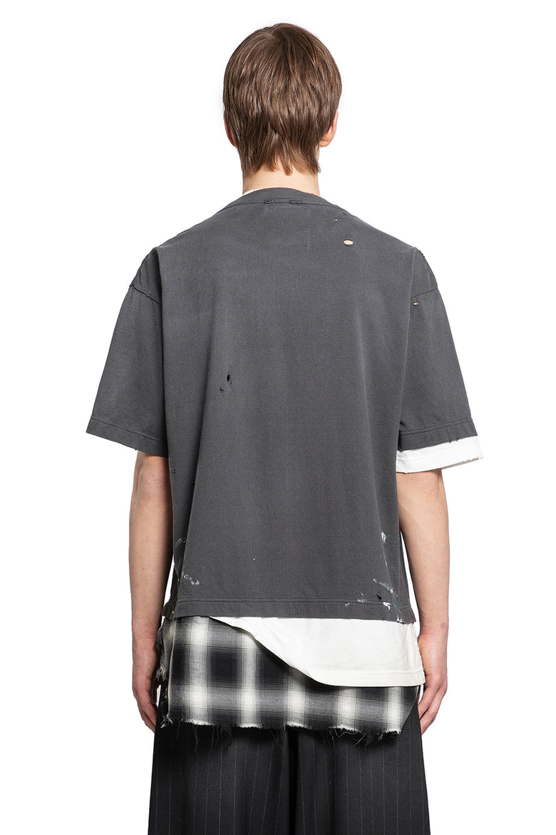 MAISON MIHARA YASUHIRO MAN BLACK T-SHIRTS & TANK TOPS