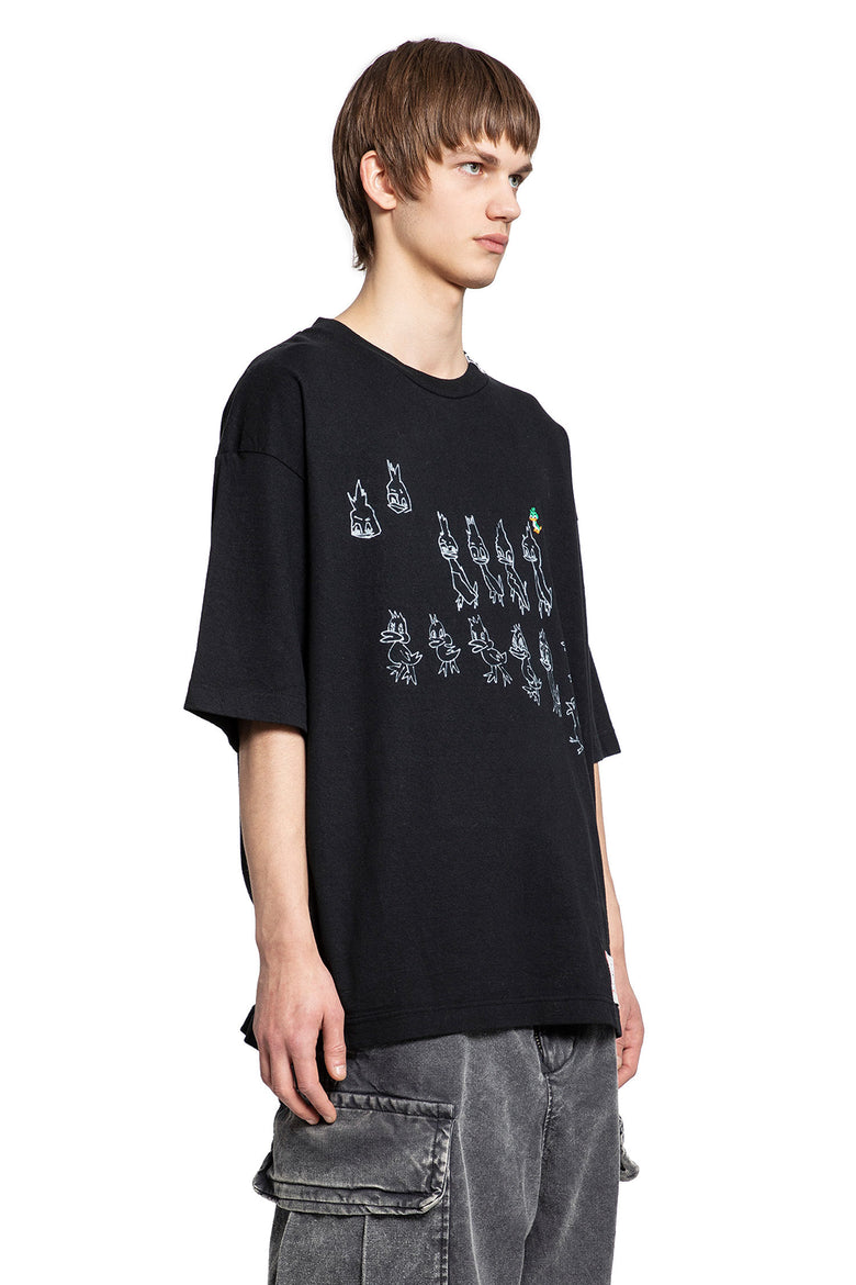 MAISON MIHARA YASUHIRO MAN BLACK T-SHIRTS & TANK TOPS