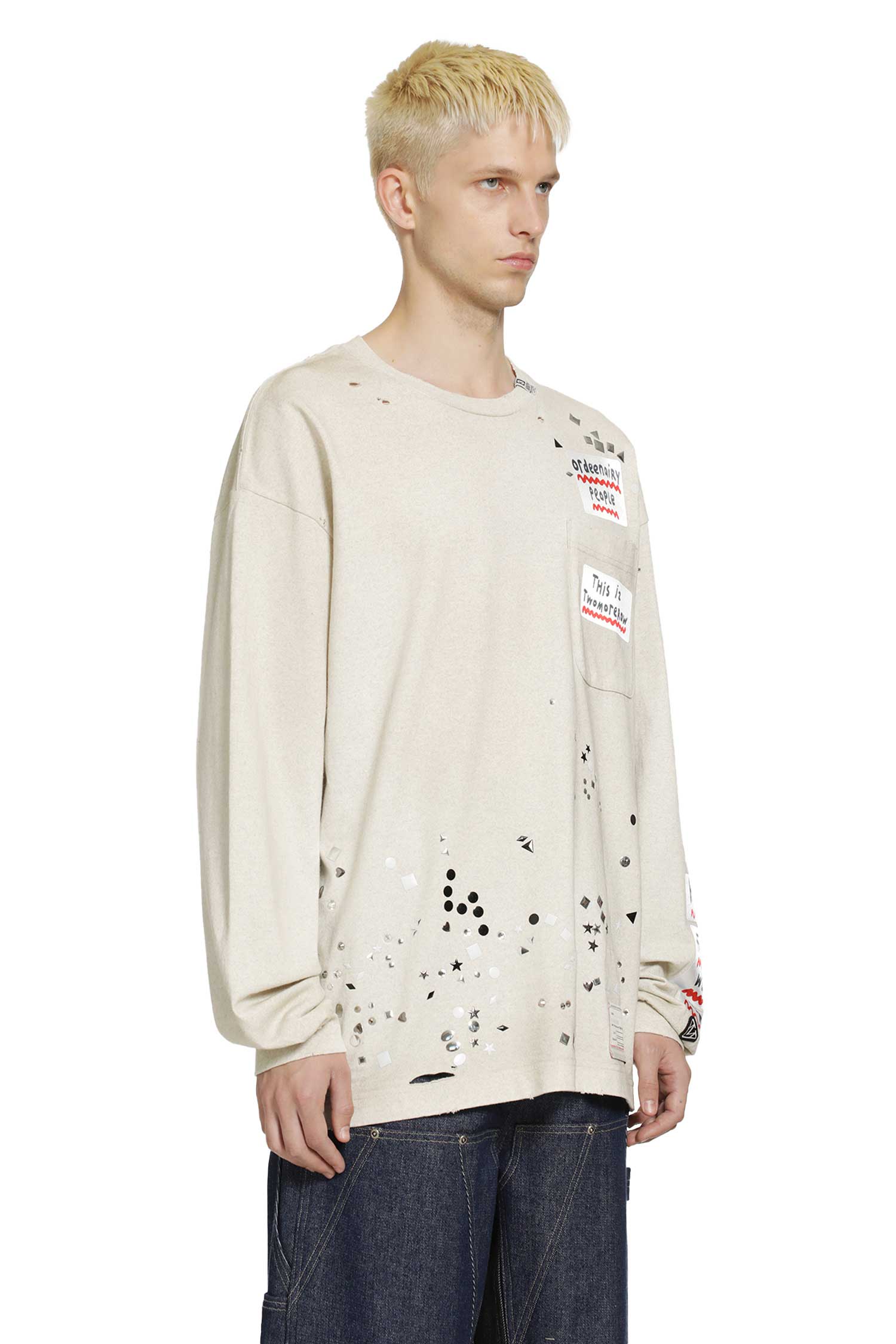 MAISON MIHARA YASUHIRO Embellished Sticker Long Sleeve T-Shirt man
