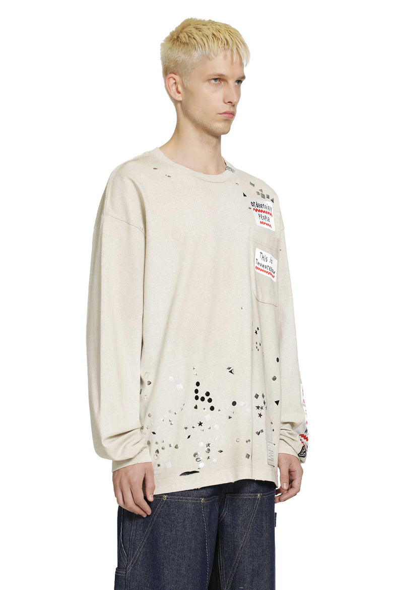 
              MAISON MIHARA YASUHIRO Embellished Sticker Long Sleeve T-Shirt man
            