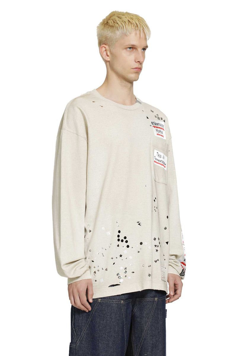 MAISON MIHARA YASUHIRO Embellished Sticker Long Sleeve T-Shirt man