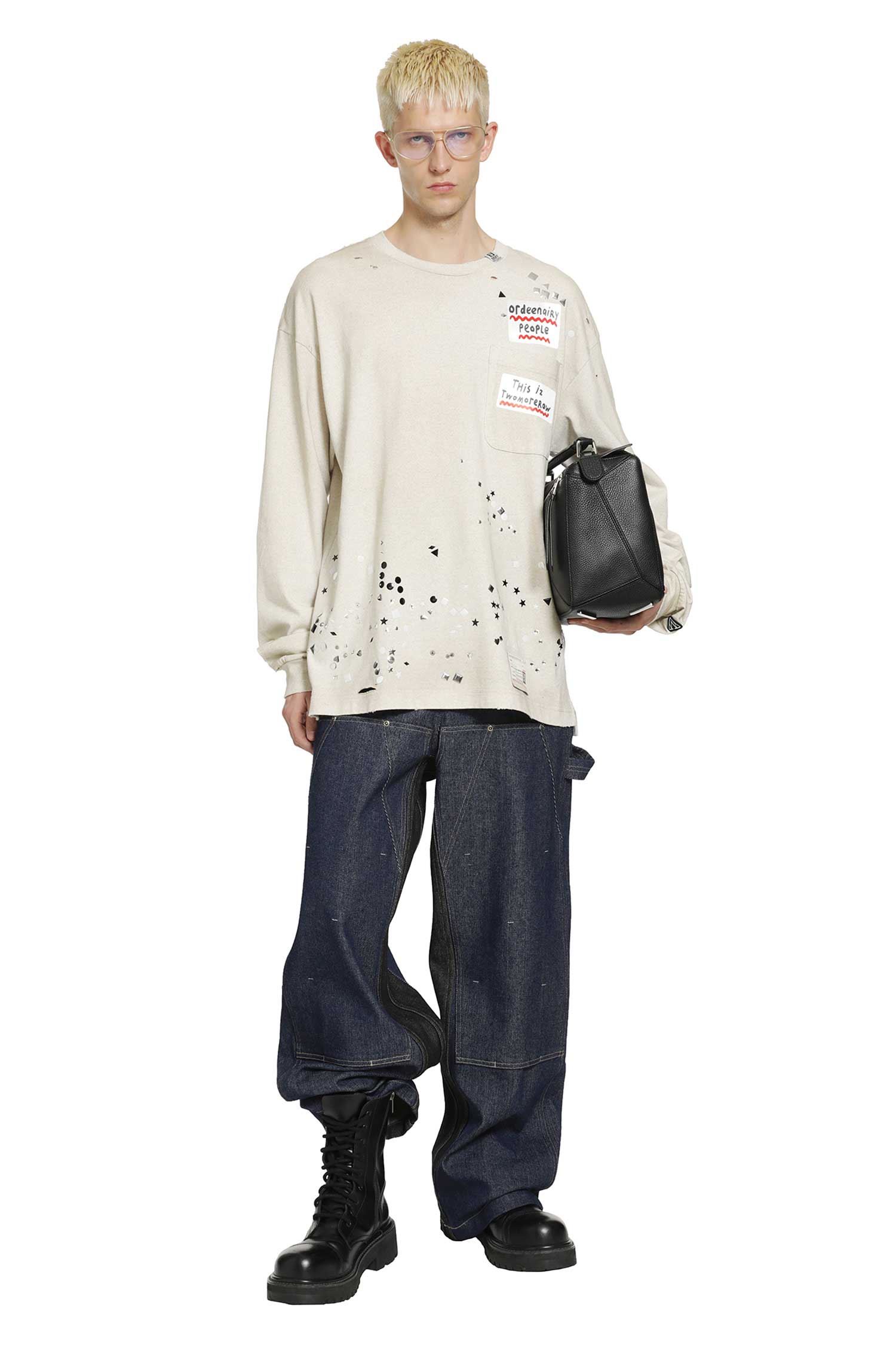 MAISON MIHARA YASUHIRO Embellished Sticker Long Sleeve T-Shirt man