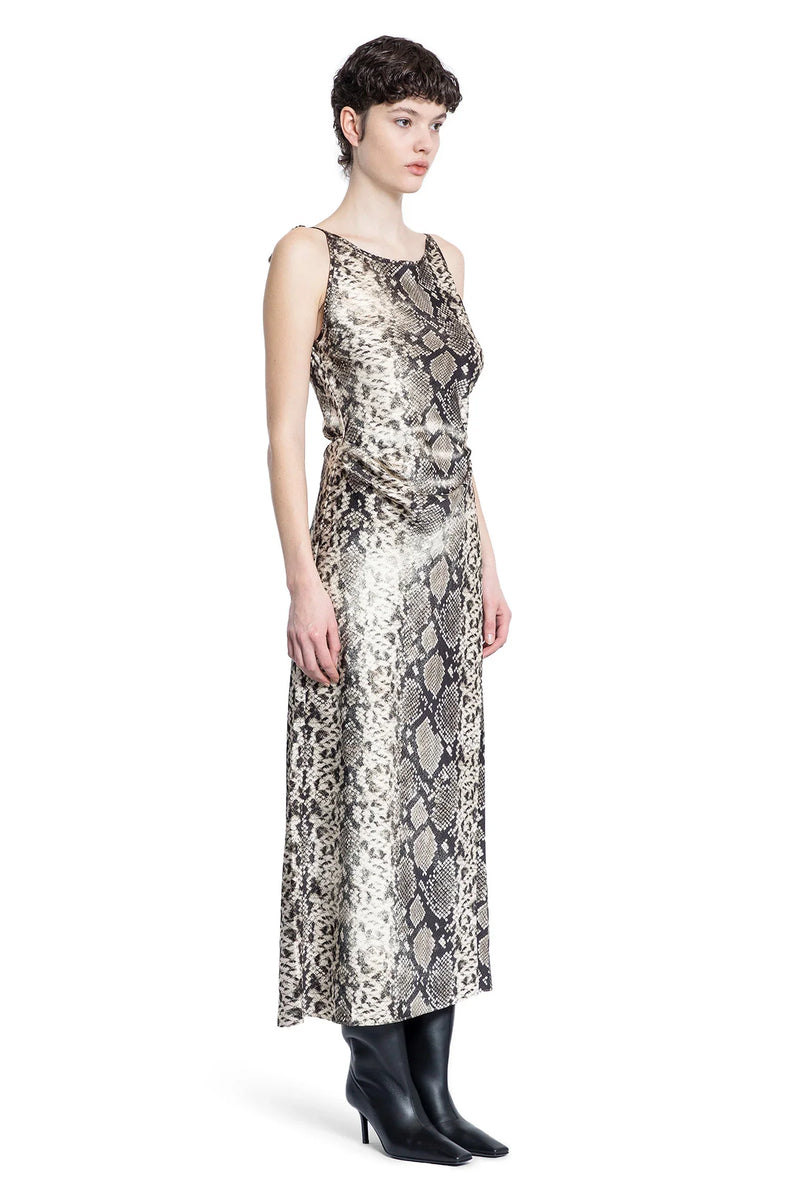 Fluid Satin Python Print Dress - Antonioli.eu