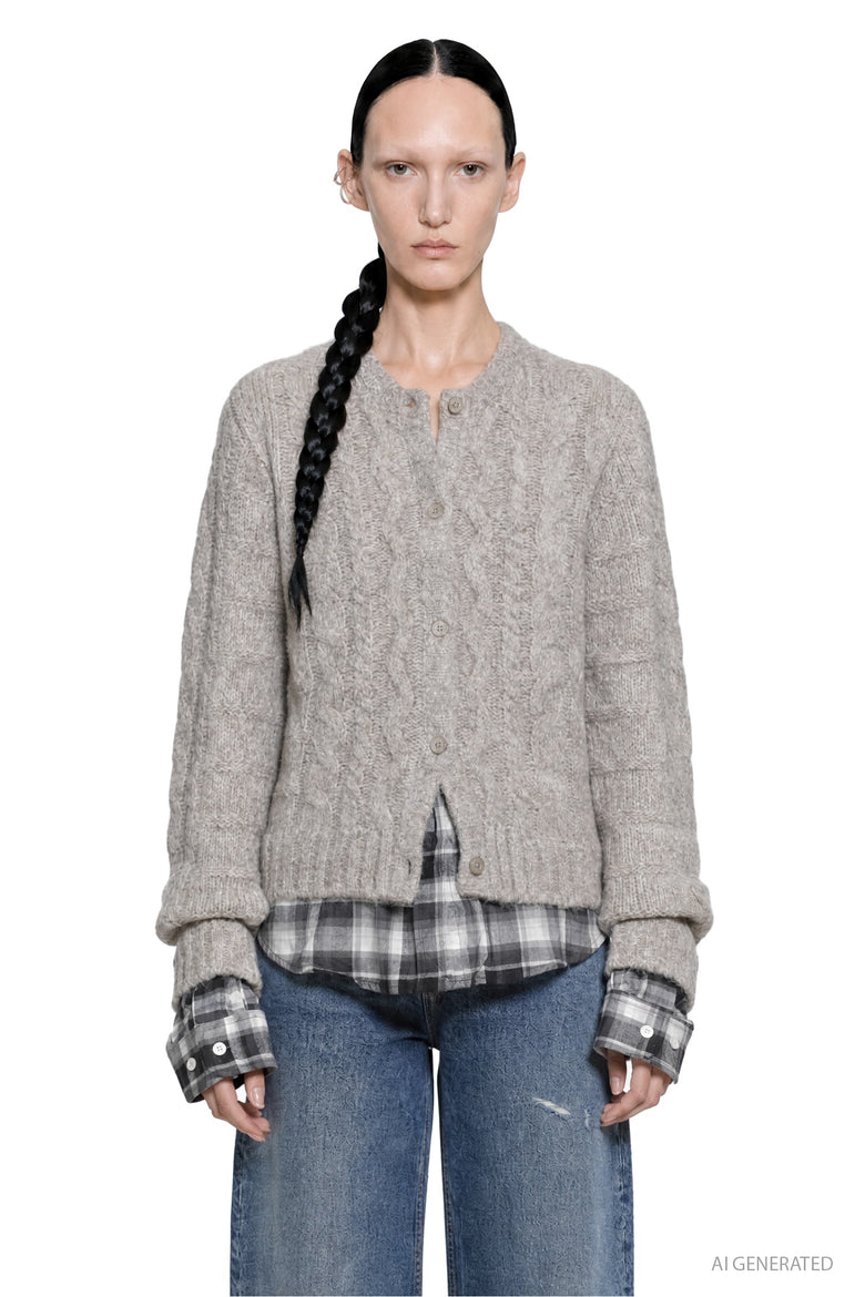 ACNE STUDIOS Layered Cable Knit Cardigan woman