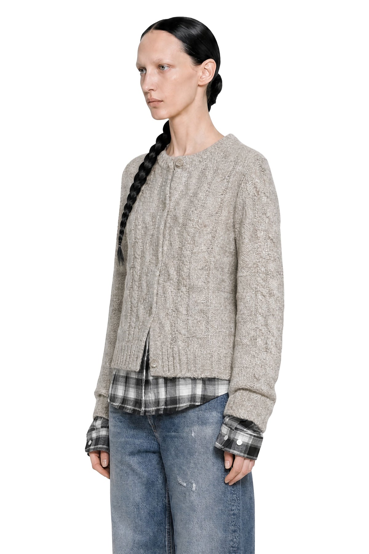 Layered Cable Knit Cardigan