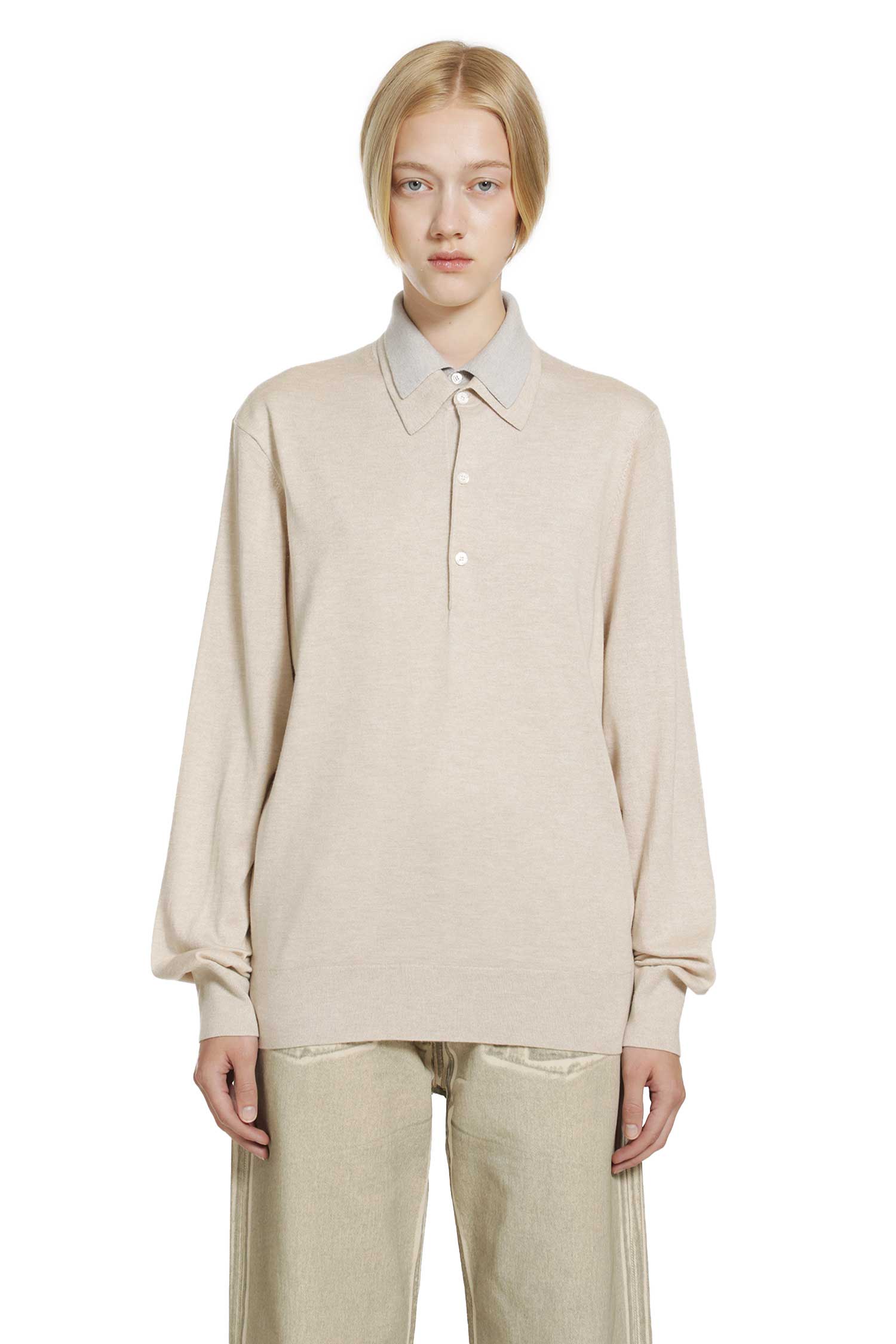 ACNE STUDIOS Layered Silk Cashmere Polo woman