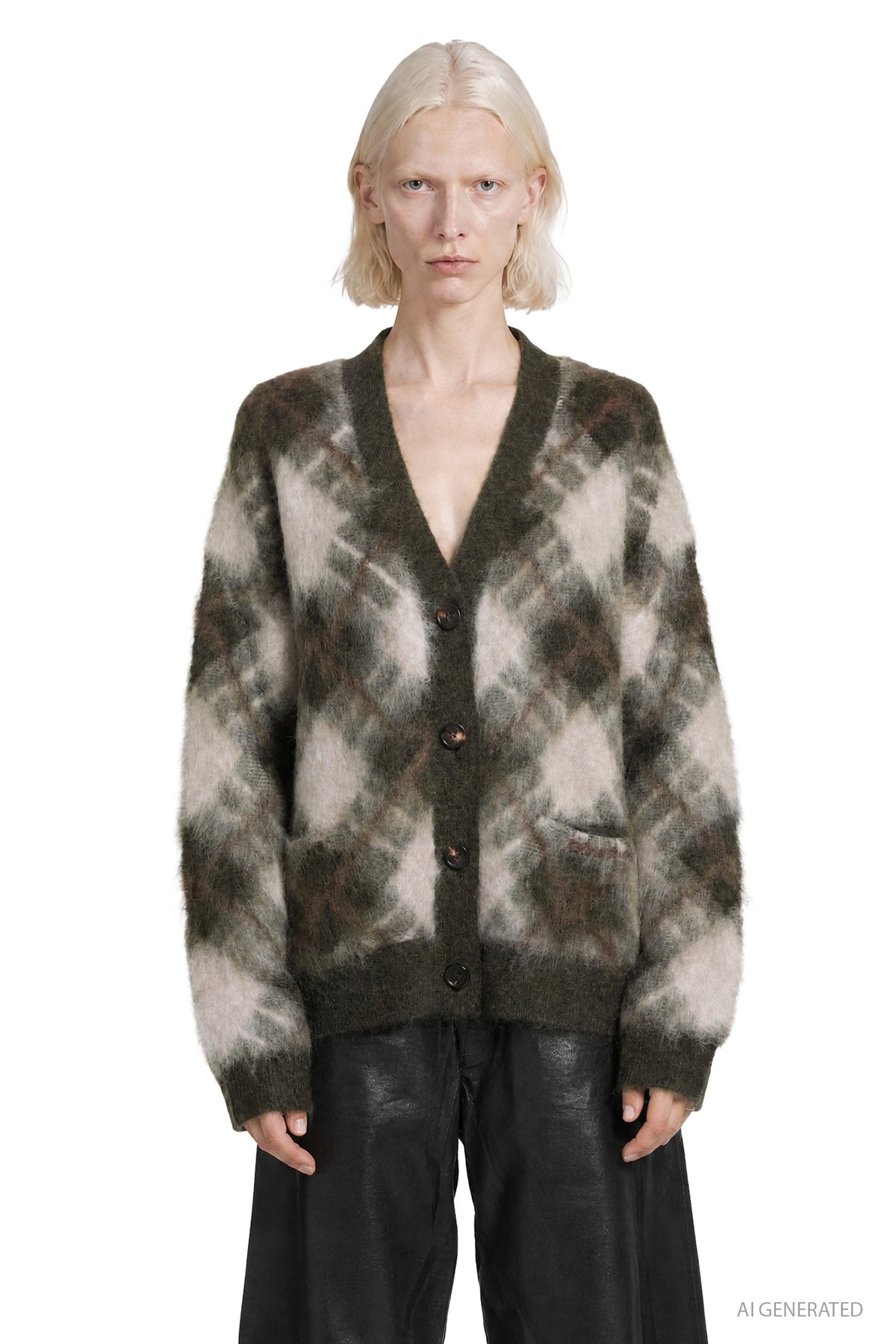 ACNE STUDIOS Argyle Mohair Wool Cardigan woman