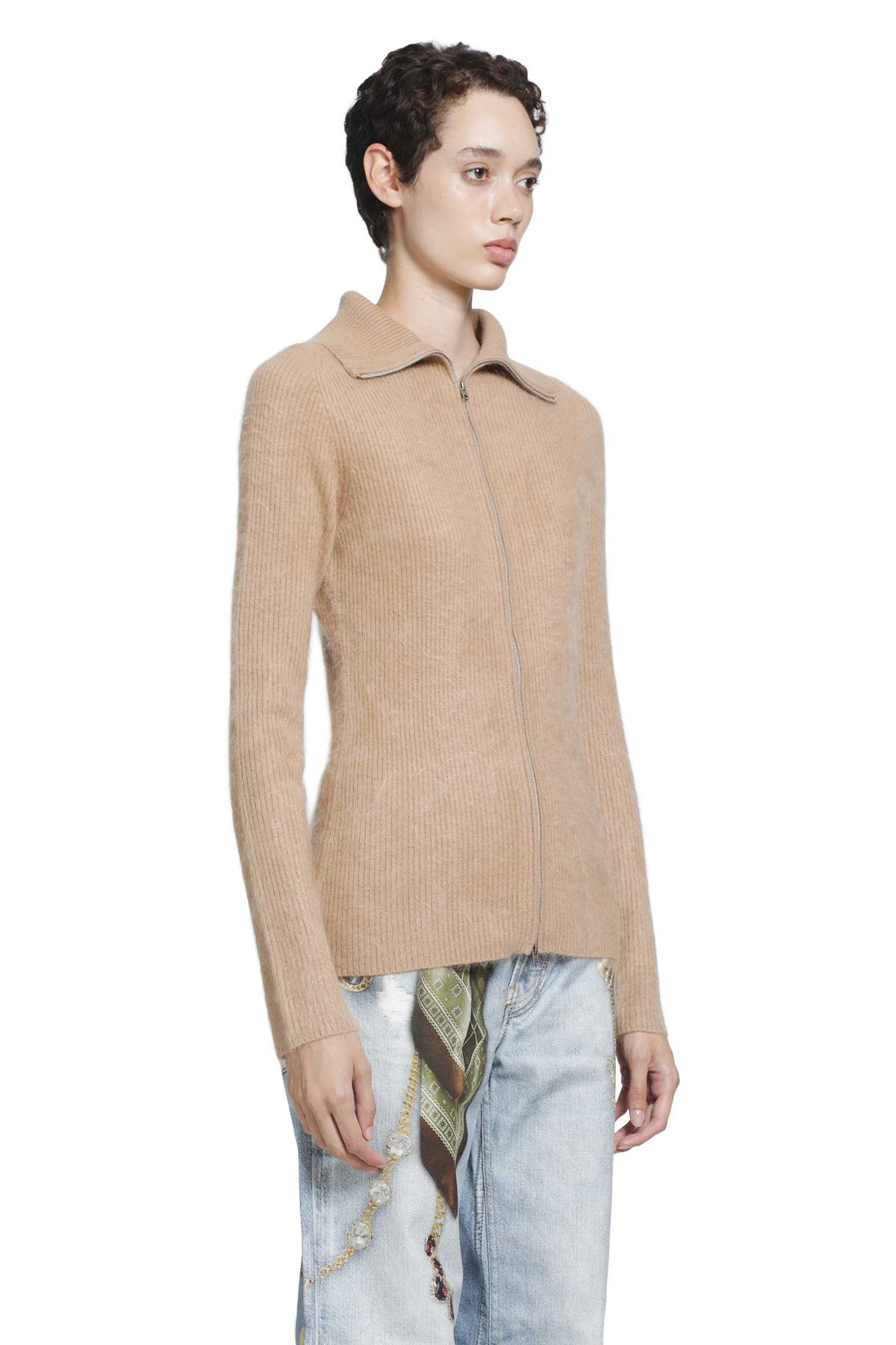 Cashmere Zip-Up Cardigan