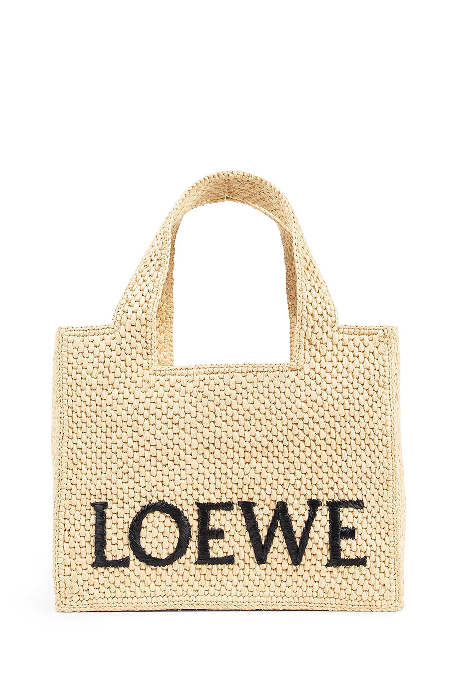 Small LOEWE Font tote in raffia