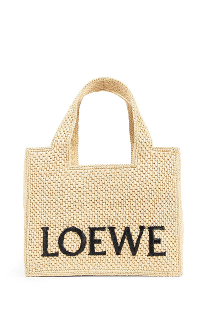 Small LOEWE Font tote in raffia