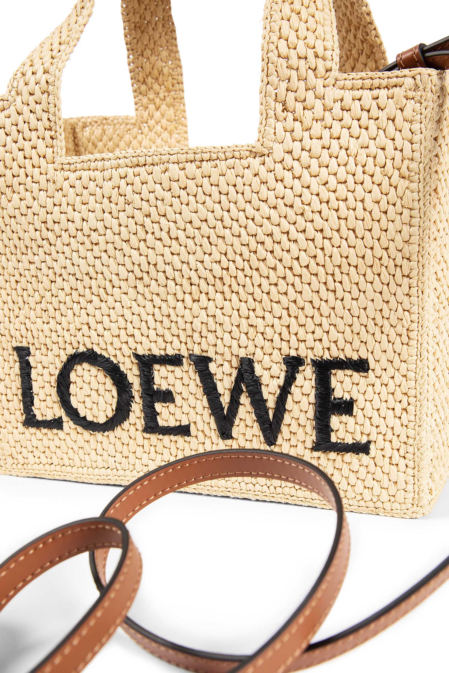 Small LOEWE Font tote in raffia