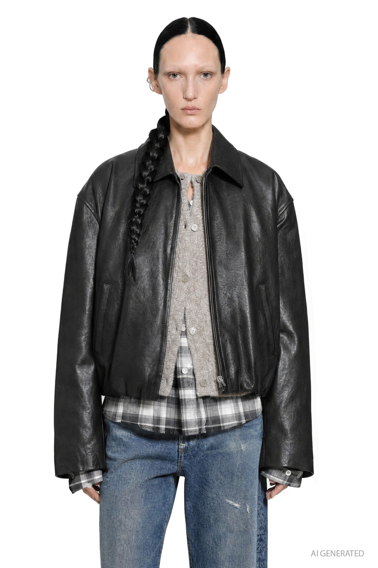 ACNE STUDIOS Leather Bomber Jacket woman