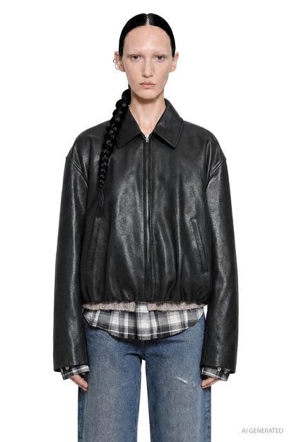 Leather Bomber Jacket