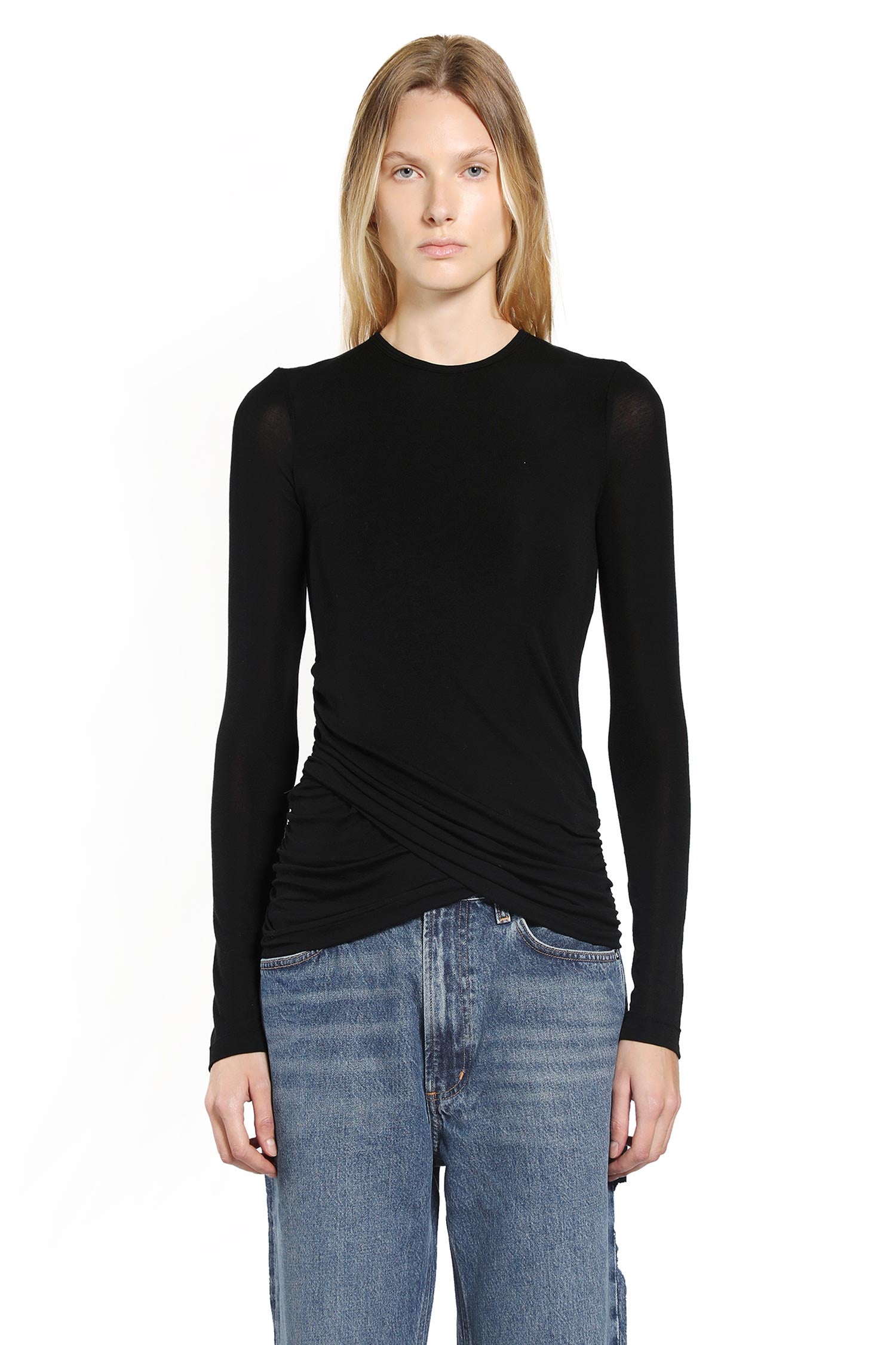 AGOLDE WOMAN BLACK T-SHIRTS & TANK TOPS