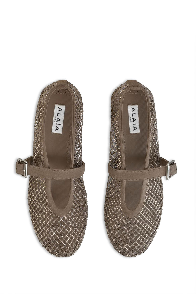 Strass Fishnet Ballet Flats