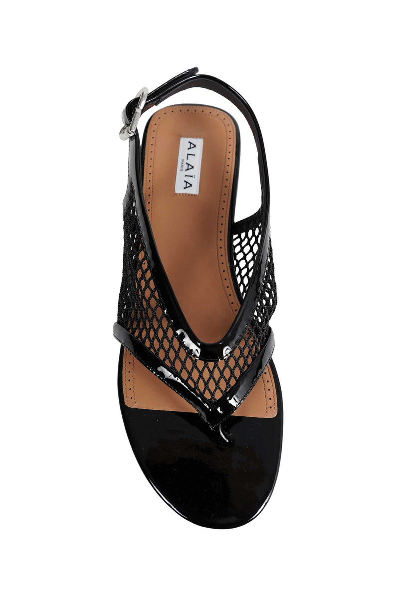 ALAIA Fishnet Flat Sandals woman