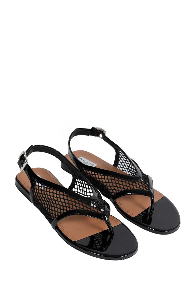 ALAIA Fishnet Flat Sandals woman