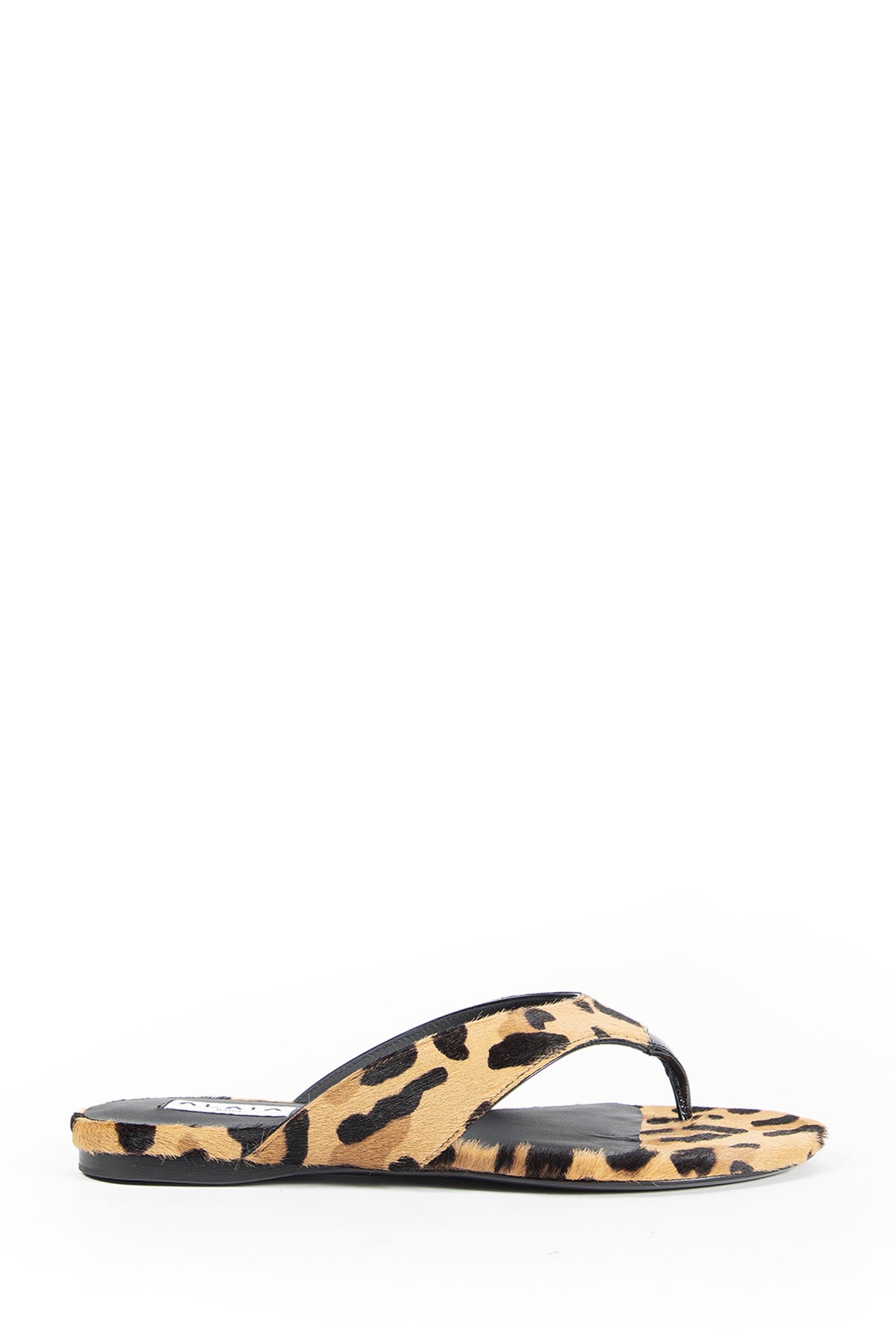 Infradito Flat Mules in Leopard Calf Hair