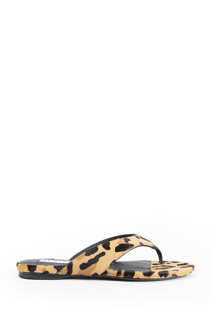Infradito Flat Mules in Leopard Calf Hair