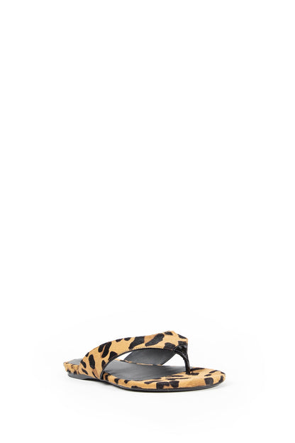 Flat Tong Mules in Leopard Calf Hair