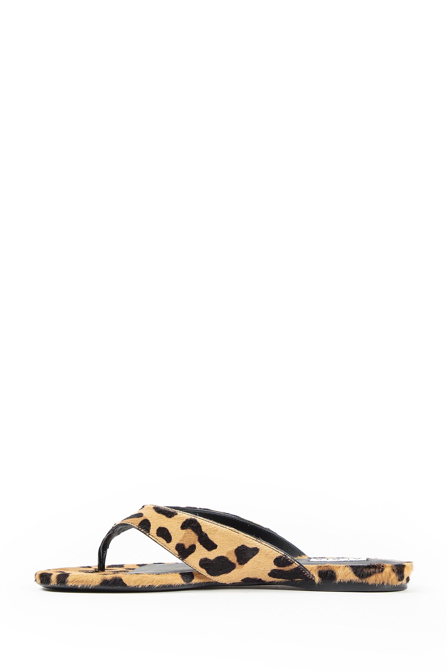 Flat Tong Mules in Leopard Calf Hair