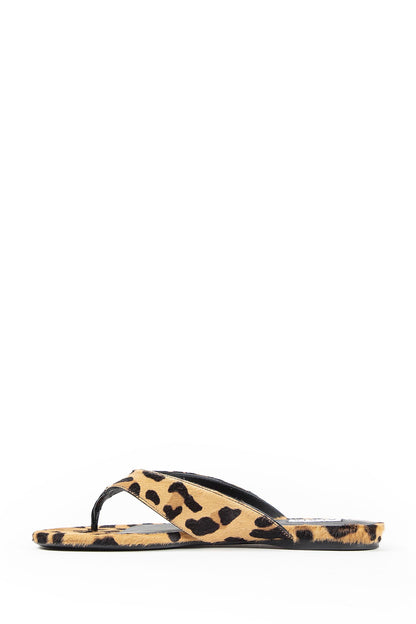 Flat Tong Mules in Leopard Calf Hair