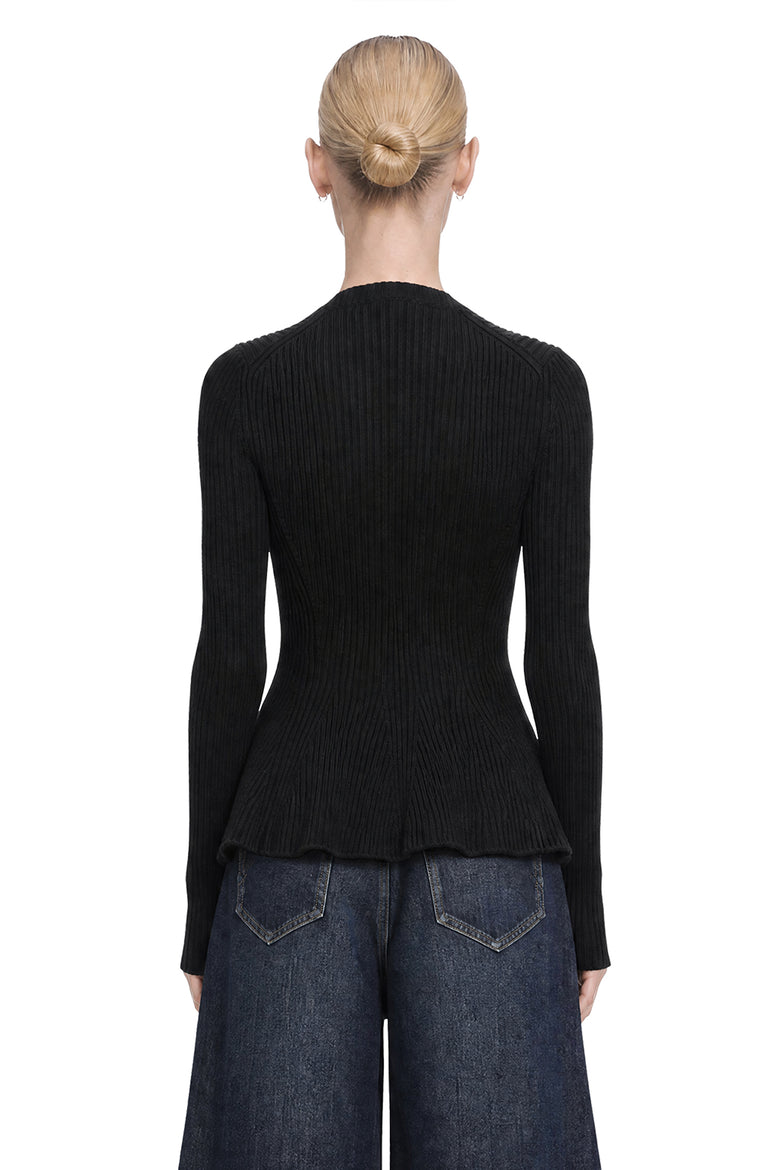 ALAIA Ribbed Peplum Top woman