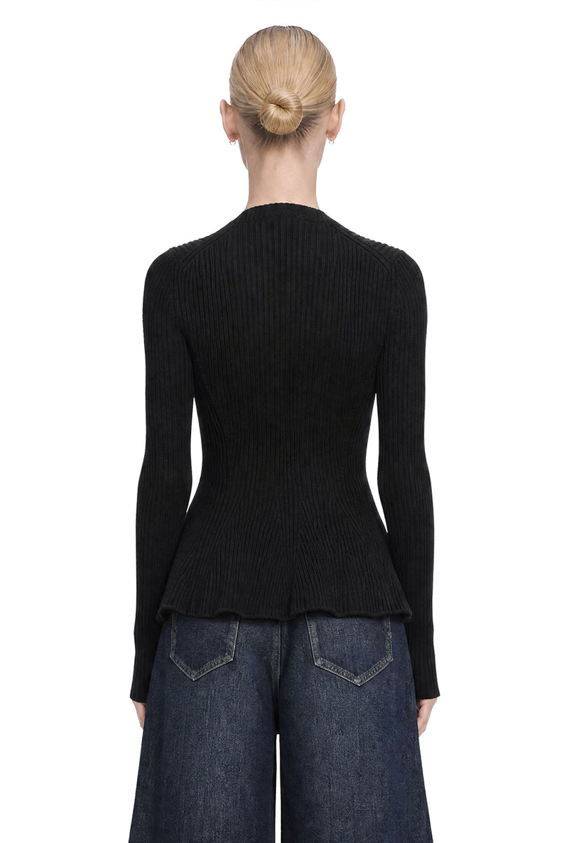 ALAIA Ribbed Peplum Top woman
