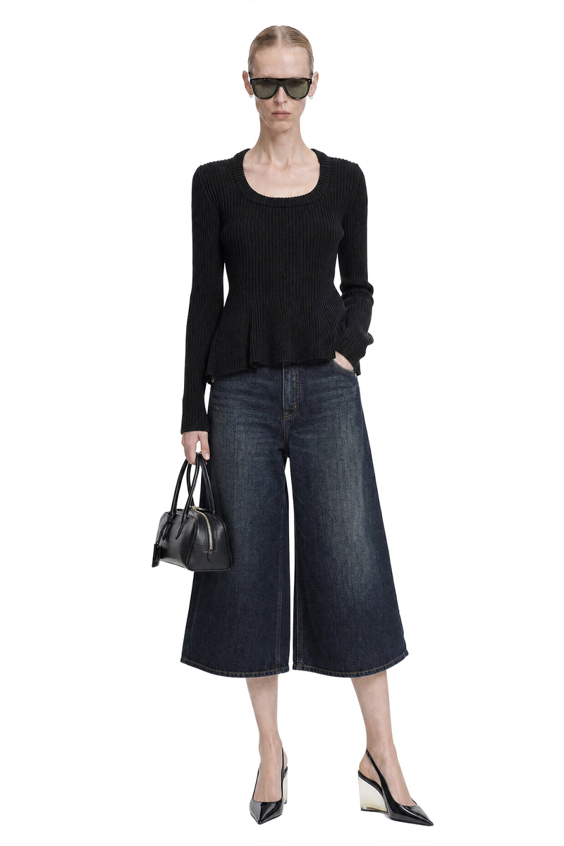 ALAIA Ribbed Peplum Top woman