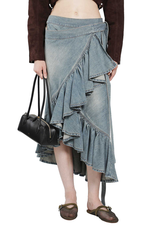 Denim Ruffle Skirt