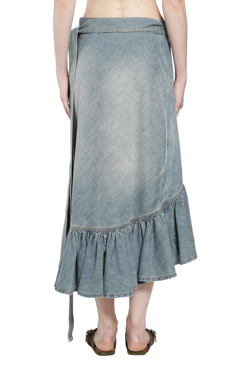 ALAIA Denim Ruffle Skirt woman
