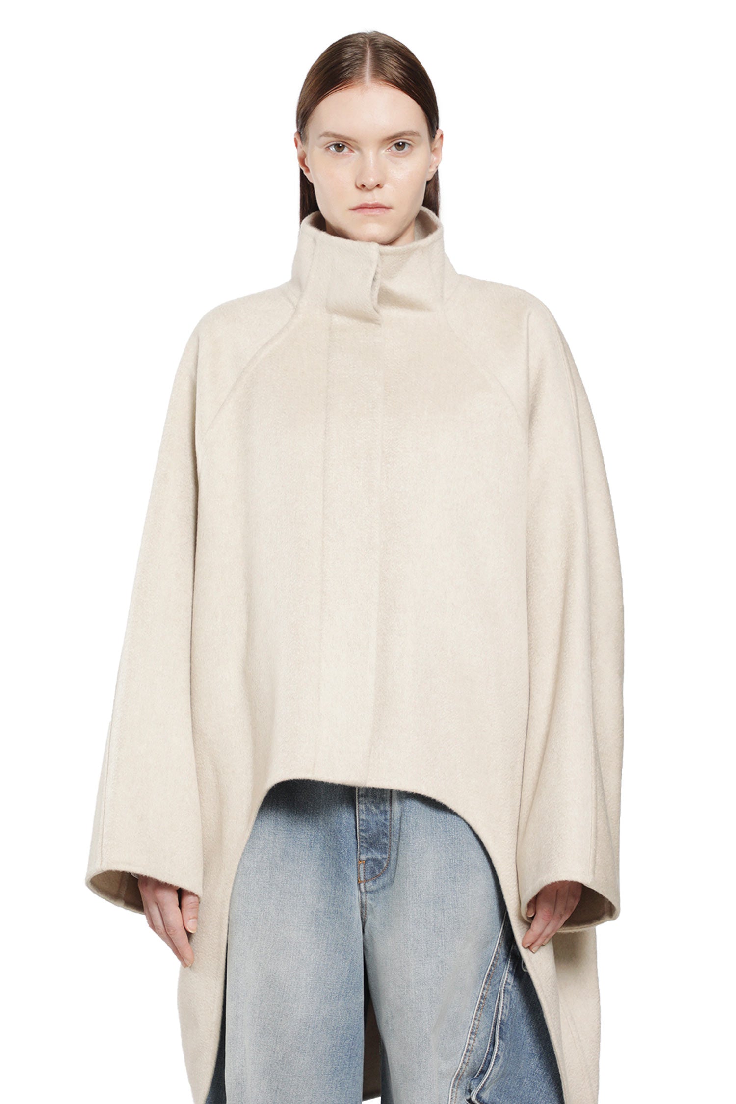 Asymmetric Double Face Cashmere Coat