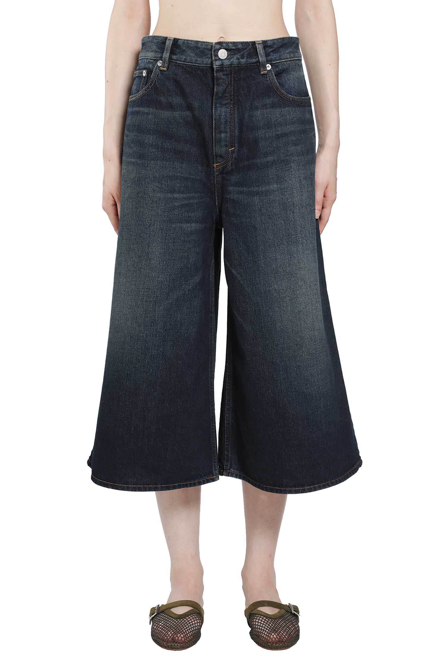 Palazzo Denim Bermuda Shorts