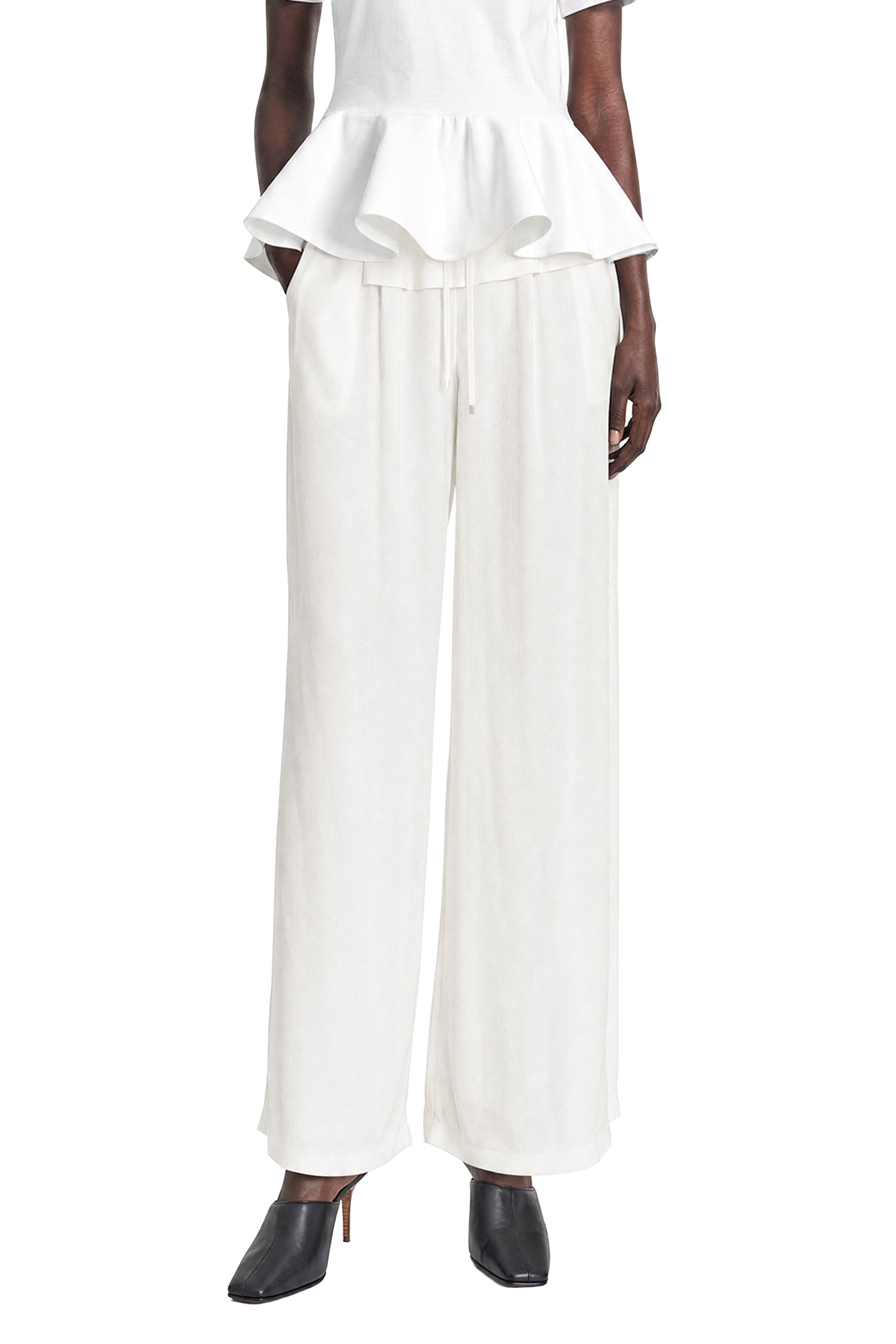 Peplum Viscose Cady Pants