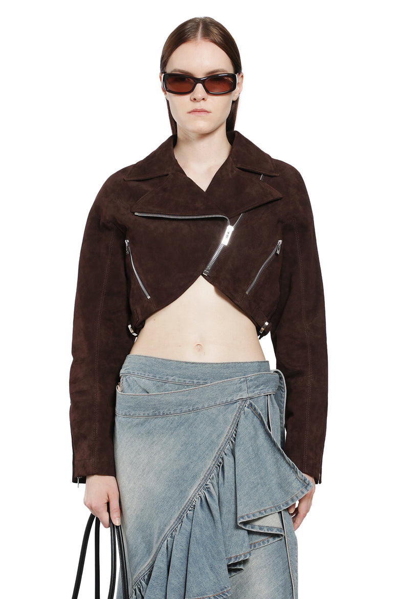 ALAIA Suede Cropped Biker Jacket woman