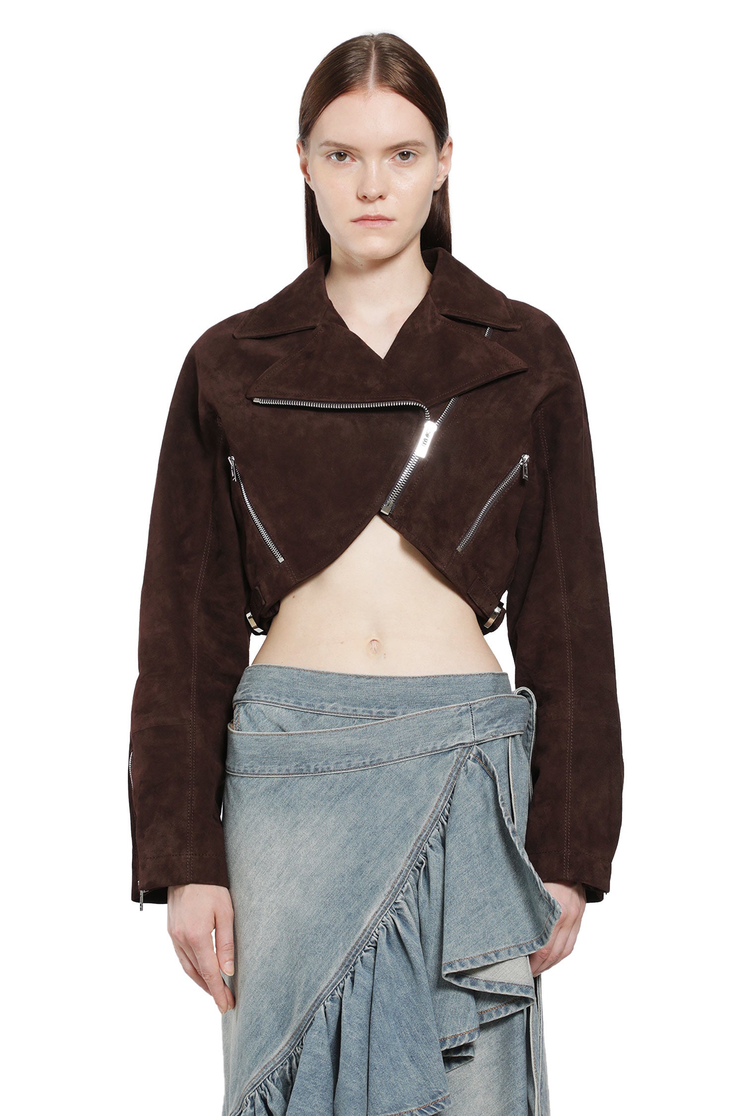 Suede Cropped Biker Jacket