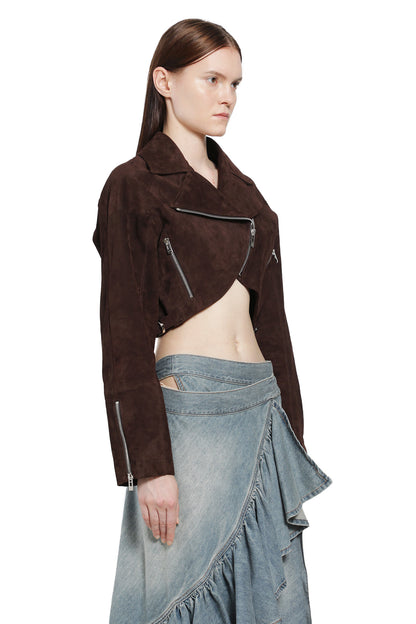 Suede Cropped Biker Jacket