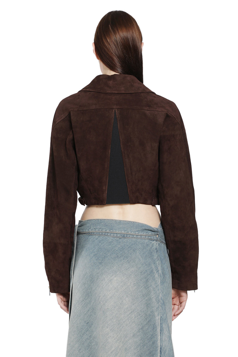ALAIA Suede Cropped Biker Jacket woman