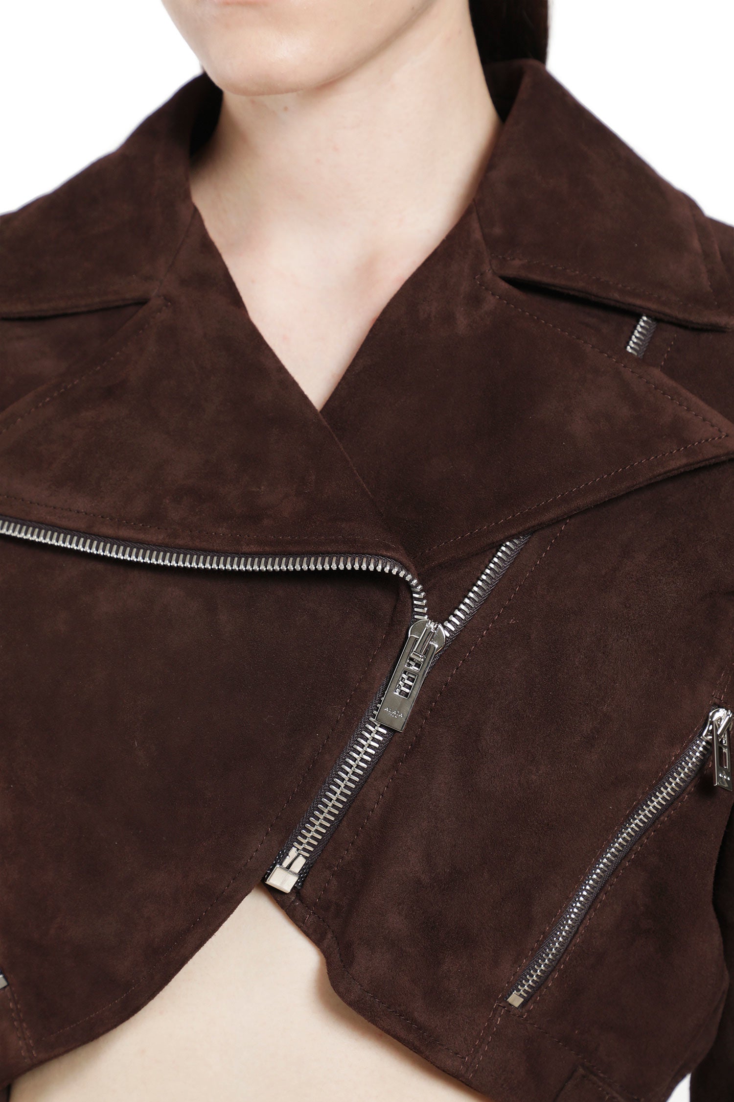 Suede Cropped Biker Jacket