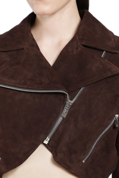 Suede Cropped Biker Jacket