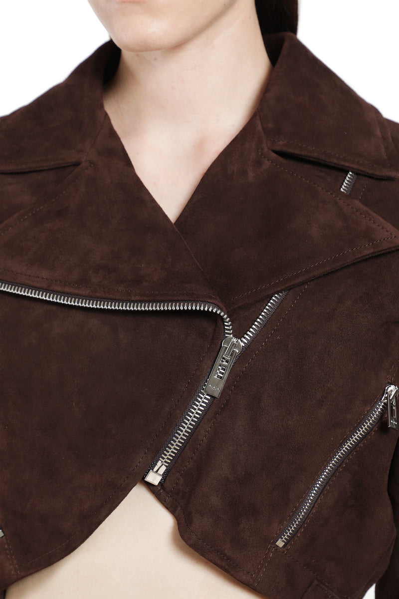 ALAIA Suede Cropped Biker Jacket woman