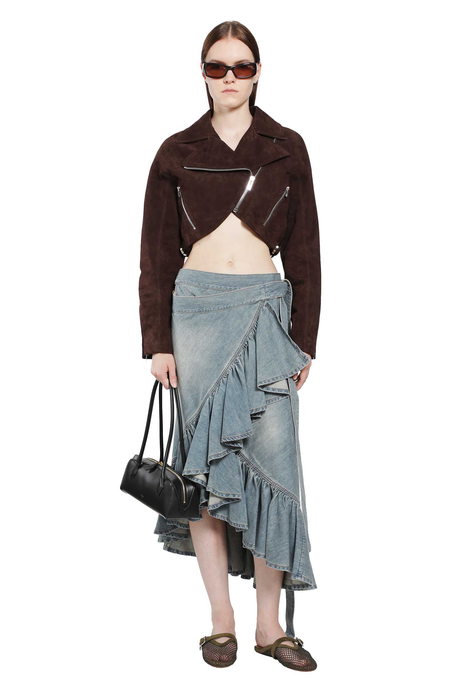 ALAIA Suede Cropped Biker Jacket woman